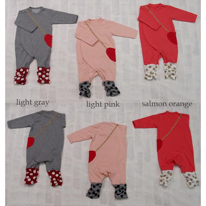 子供服 トップス A4626ハートポシェットドットルーズ春秋ロンパース 日本製 4050保育園 ベビー服  新生児 赤ちゃん |  | 01