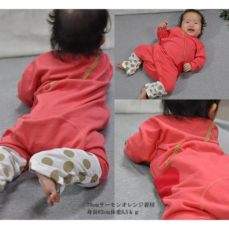 子供服 トップス A4626ハートポシェットドットルーズ春秋ロンパース 日本製 4050保育園 ベビー服  新生児 赤ちゃん |  | 05