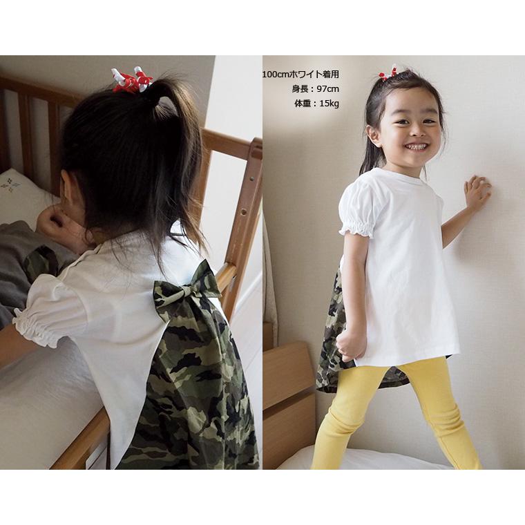 【在庫処分セール】子供服トップス迷彩リボンAラインチュニック日本製A4679(80cm 90cm 95cm 100cm)保育園0356メール便可13 ベビー服Ｔシャツ赤ちゃん |  | 02