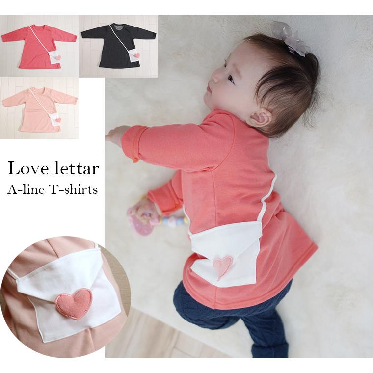 子供服 トップス ラブレターポシェット長袖AラインチュニックＴシャツ日本製A4703　4050保育園 ベビー服  赤ちゃん |  | 07