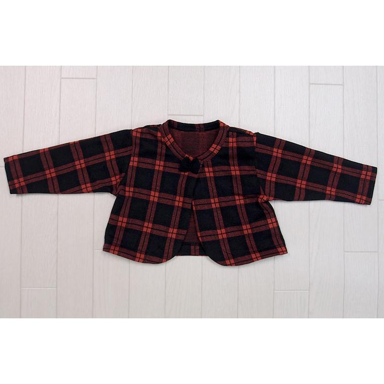 子供服 トップス タータンチェックリボン付きボレロA4710(80cm 90cm 95cm 100cm)保育園 ベビー服 Ｔシャツ 赤ちゃん |  | 02