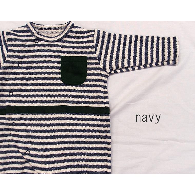 ロンパース ボーダー 前開き ダブルフェイス 日本製(70cm 80cm)  新生児 赤ちゃん |  | 03