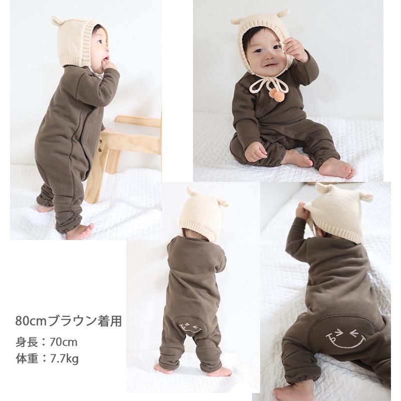裾を引きずらない日本製無地ロンパース　桃のような温かい肌触り綿100％　1923 ベビー服  新生児 赤ちゃん |  | 07
