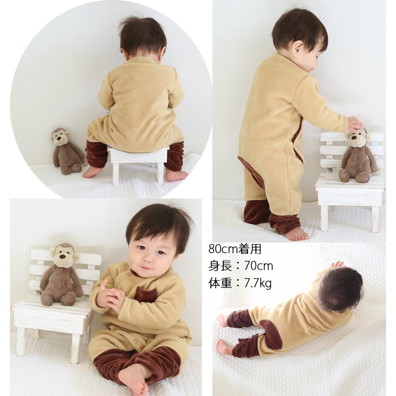 毛布みたいなフリースとベロアのあったかロンパース日本製(70cm 80cm)メール便不可 ベビー服  新生児 赤ちゃん |  | 04
