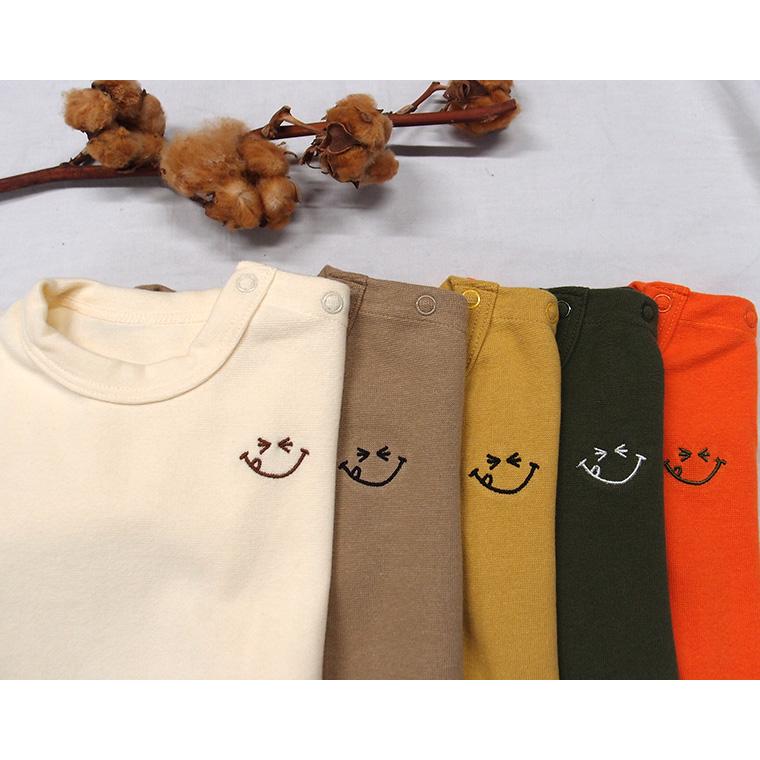 ベビー服 子供服 伸縮性 小さいにこちゃん刺繍 トレーナー スパンフライス 日本製(80cm 90cm 95cm 100cm)2998 Ｔシャツ 赤ちゃん |  | 02