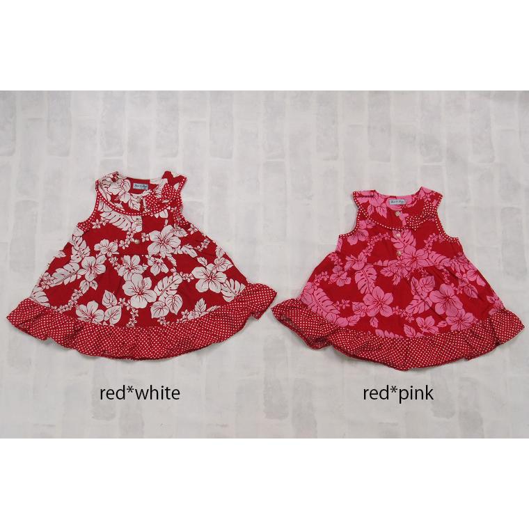 子供服 トップス ハイビスカス＆ドットプリント日本製綿100％(90cm 95cm)保育園 Ｔシャツ 赤ちゃん |  | 02