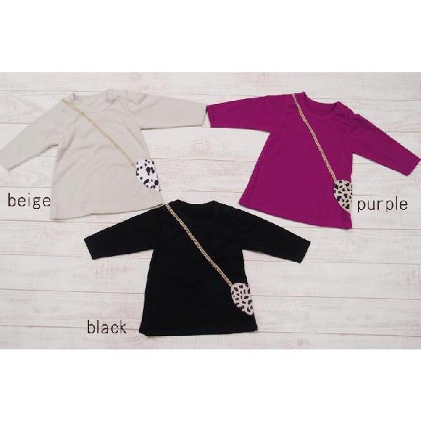 子供服トップスハート型レオパードポシェット長袖AラインチュニックＴシャツ日本製(80cm 90cm 95cm 100cm）4050お揃い保育園ベビー服赤ちゃん |  | 01