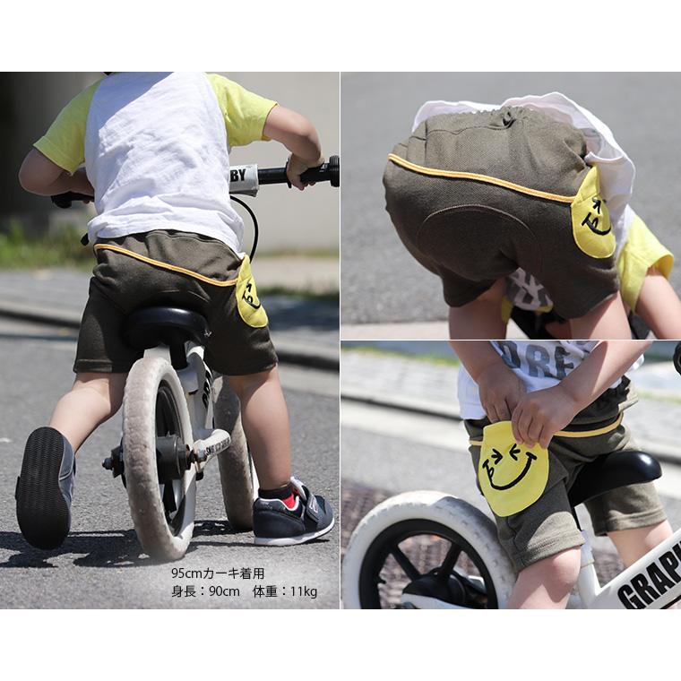 【在庫処分セール】子供服パンツにこちゃんヒップバッグ付きデニムニットハーフパンツ日本製ポシェット保育園メール便可13 男の子ズボン赤ちゃん |  | 04