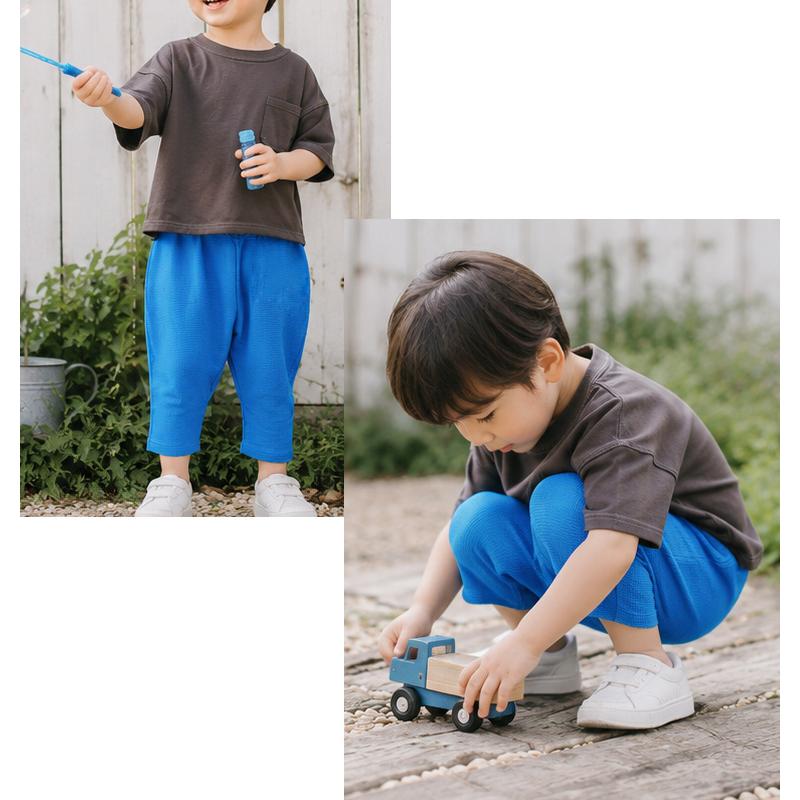 キッズサイズ ボトムス 伸縮性抜群夏の7分丈サルエルパンツ（110cm