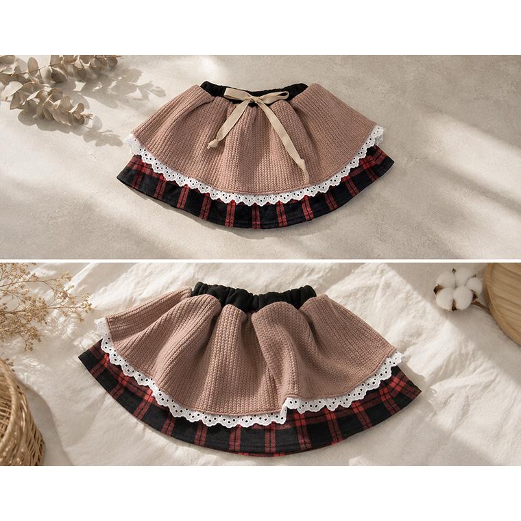 子供服 ウール混のふんわりスカートチェック柄 (70cm 80cm 90cm 100cm)・メール便可40 ベビー服 女の子 赤ちゃん |  | 01