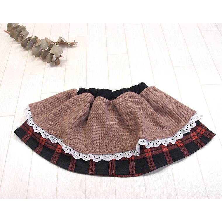 子供服 ウール混のふんわりスカートチェック柄 (70cm 80cm 90cm 100cm)・メール便可40 ベビー服 女の子 赤ちゃん |  | 02