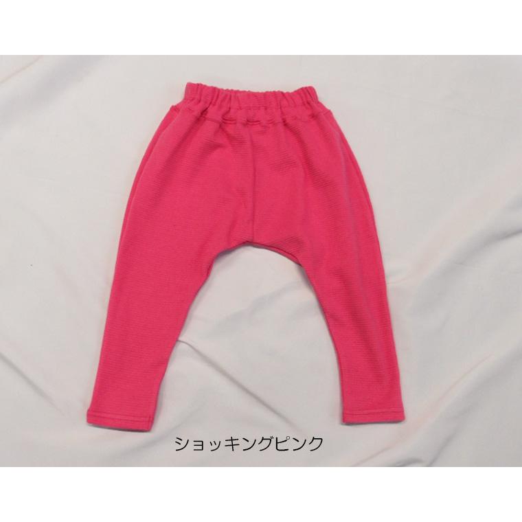 ポケット付き 夏用 10分丈 キッズサイズ伸縮性サルエルパンツ