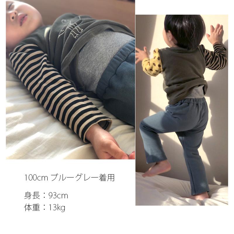 子供服 腹巻付き 冬のストレートパンツ桃のような少し起毛したふんわり綿100％素材（90cm 95cm） 1923 |  | 06
