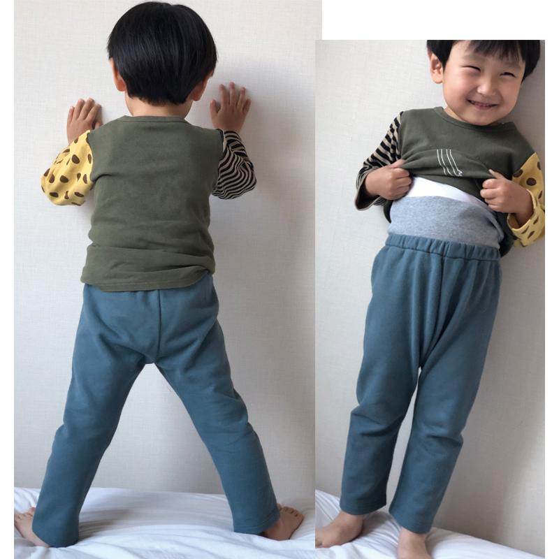 子供服 腹巻付き 冬のストレートパンツ桃のような少し起毛したふんわり綿100％素材（90cm 95cm） 1923 |  | 07