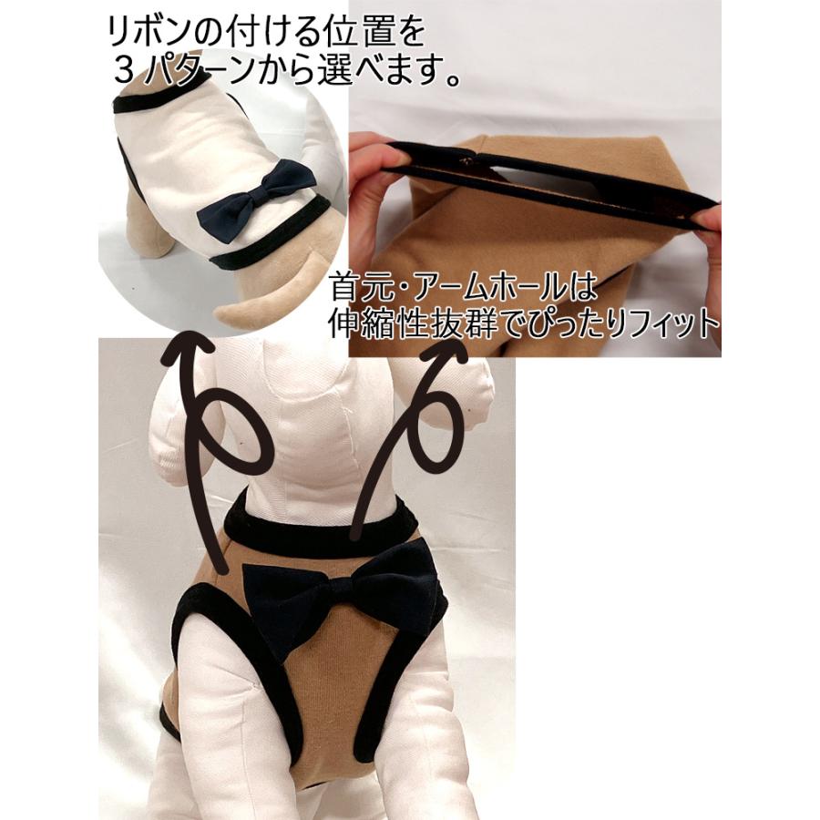 リボン　桃のような肌触り綿100％　犬服　冬　ドッグウェアdogwear　リンクコーデ　タンクトップ（S.M.L）1923ペット服猫服　肌に優しいおしゃれオシャレ敏感肌 |  | 02