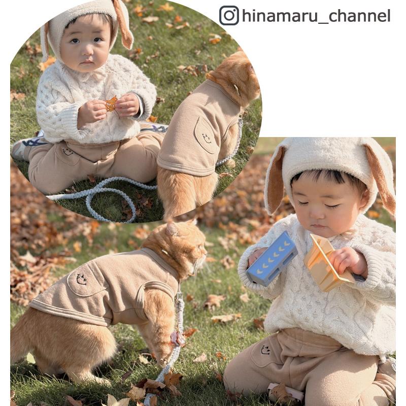 ニコちゃん刺繍ポケット桃のような肌触り綿100％犬服　冬ドッグウェア　dogwearリンクコーデタンクトップ（S.M.L.DS.FB-M）肌に優しいおしゃれ　オシャレ敏感肌 |  | 07