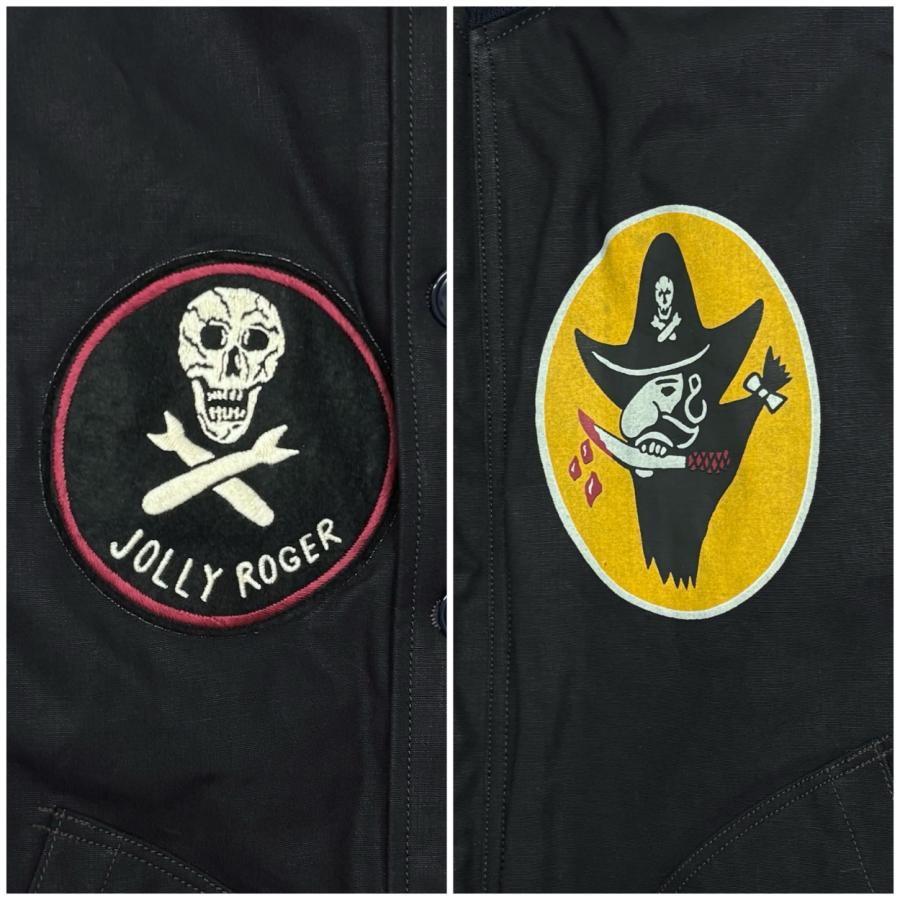 FREEWHEELERS / フリーホイーラーズ  / "KNUCKLE BONES" on "AAF 90thBG 400thBSQ" CIVILIAN DECK JACKET / ミリタリー / 民間デッキジャケット / アルパカの画像