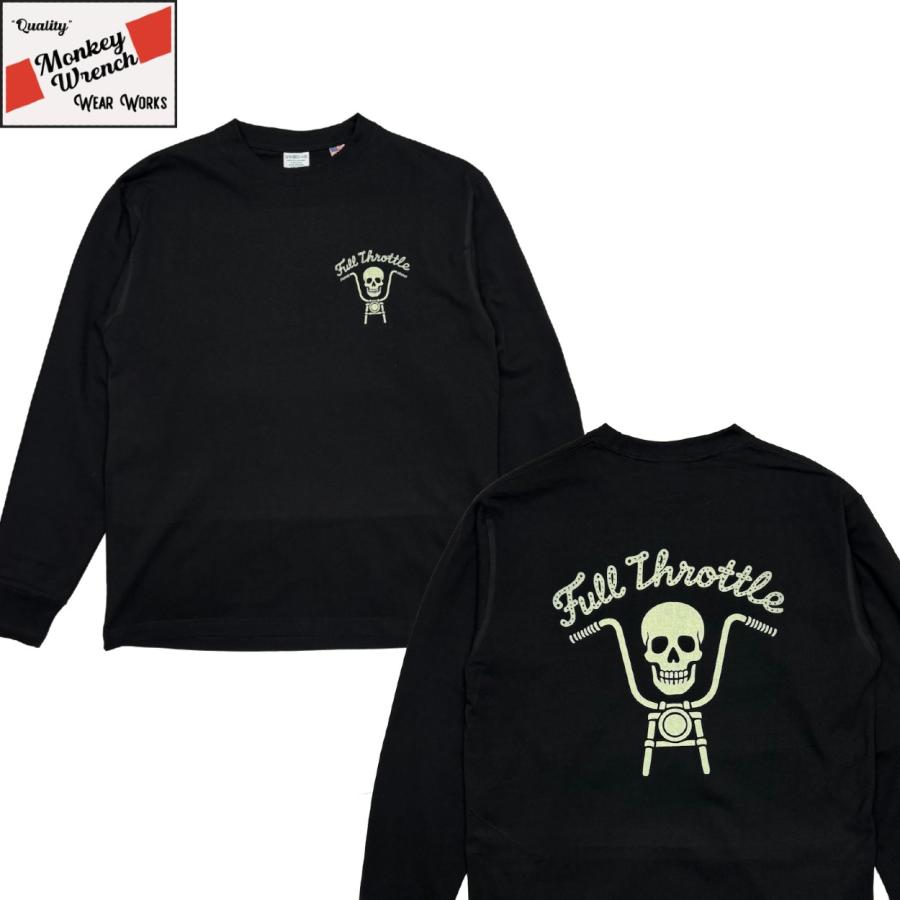 "Full Throttle" LONG SLEEVE T-SHIRT / BLACK / MONKEY WRENCH WEAR WORKS/ スペシャルヘビーウェイト 8.1oz / 染み込みプリント / 長袖Tシャツ / USコットン | 
