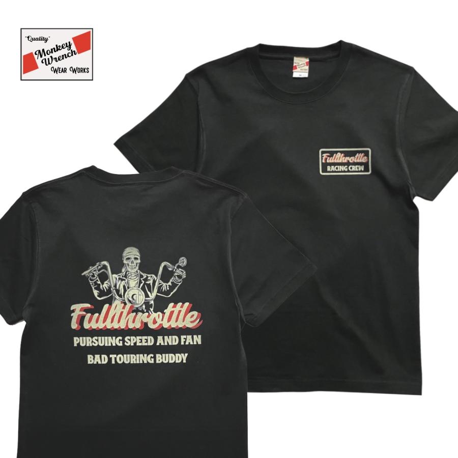 "Fullthrottle RACINGCREW" TSHIRT / スミクロ / MONKEY WRENCH WEAR WORKS/ヘビー