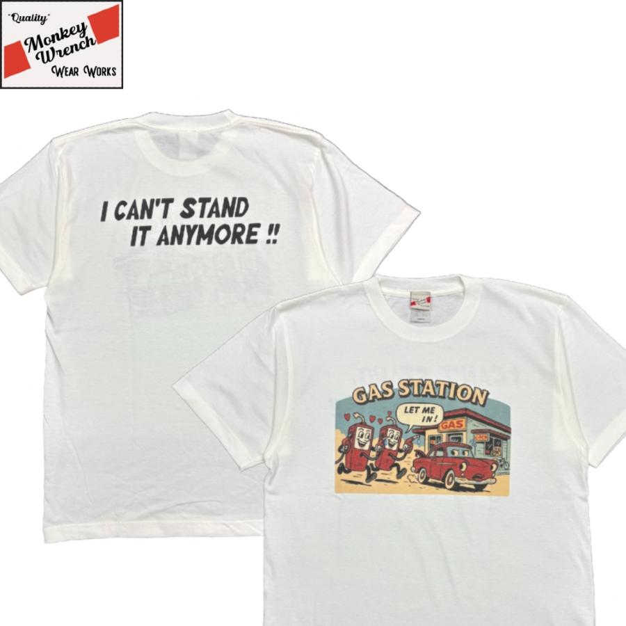 ”GAS STATION” SHORT SLEEVE TEE / NATURAL / MONKEY WRENCH WEAR WORKS / 半袖Tシャツ / T-SHIRT / ミディアムウェイト 6.2oz / 染み込みプリント | 
