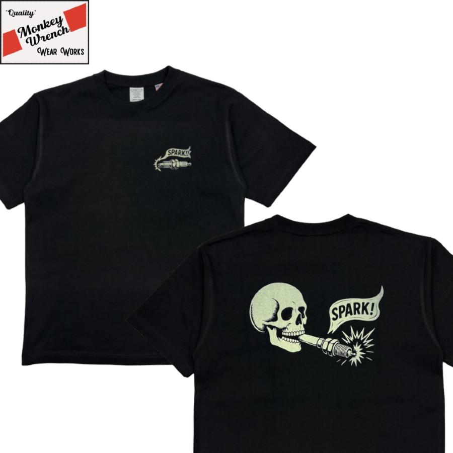 "Spark" SHORT SLEEVE T-SHIRT / BLACK / MONKEY WRENCH WEAR WORKS/ スペシャルヘビーウェイト 8.1oz / 染み込みプリント / 半袖Tシャツ / USコットン | 