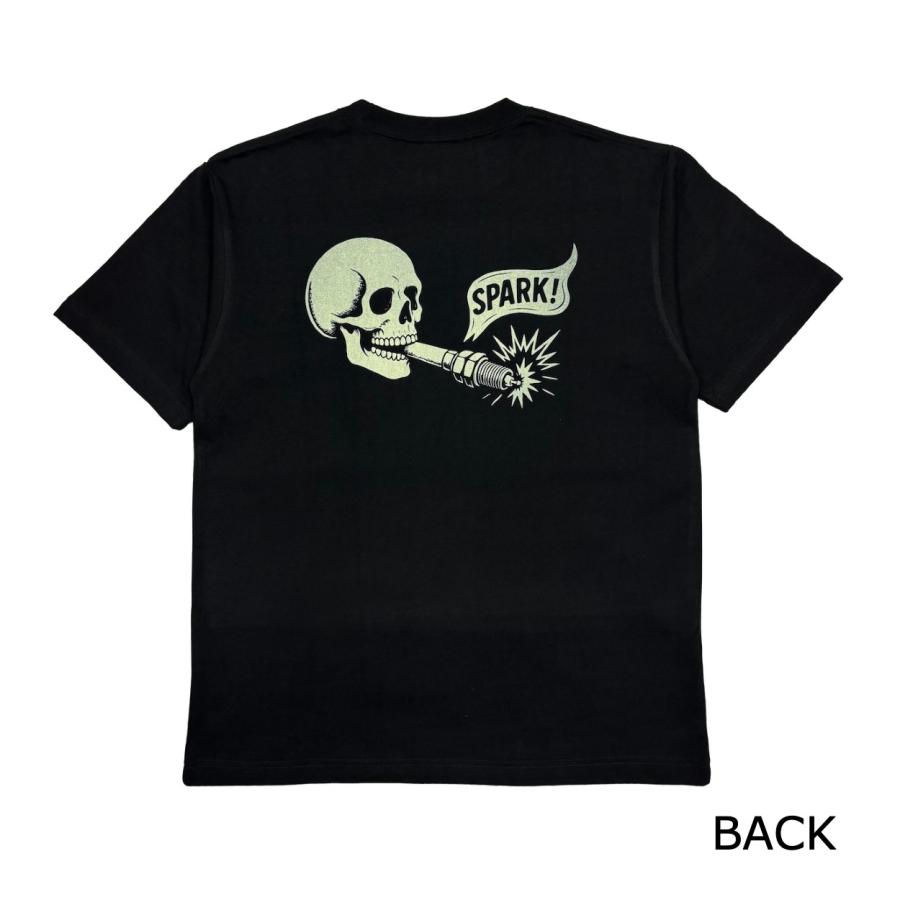 "Spark" SHORT SLEEVE T-SHIRT / BLACK / MONKEY WRENCH WEAR WORKS/ スペシャルヘビーウェイト 8.1oz / 染み込みプリント / 半袖Tシャツ / USコットン |  | 02
