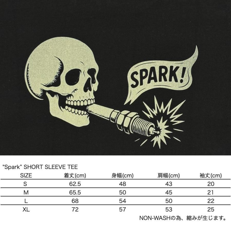 "Spark" SHORT SLEEVE T-SHIRT / BLACK / MONKEY WRENCH WEAR WORKS/ スペシャルヘビーウェイト 8.1oz / 染み込みプリント / 半袖Tシャツ / USコットン |  | 04