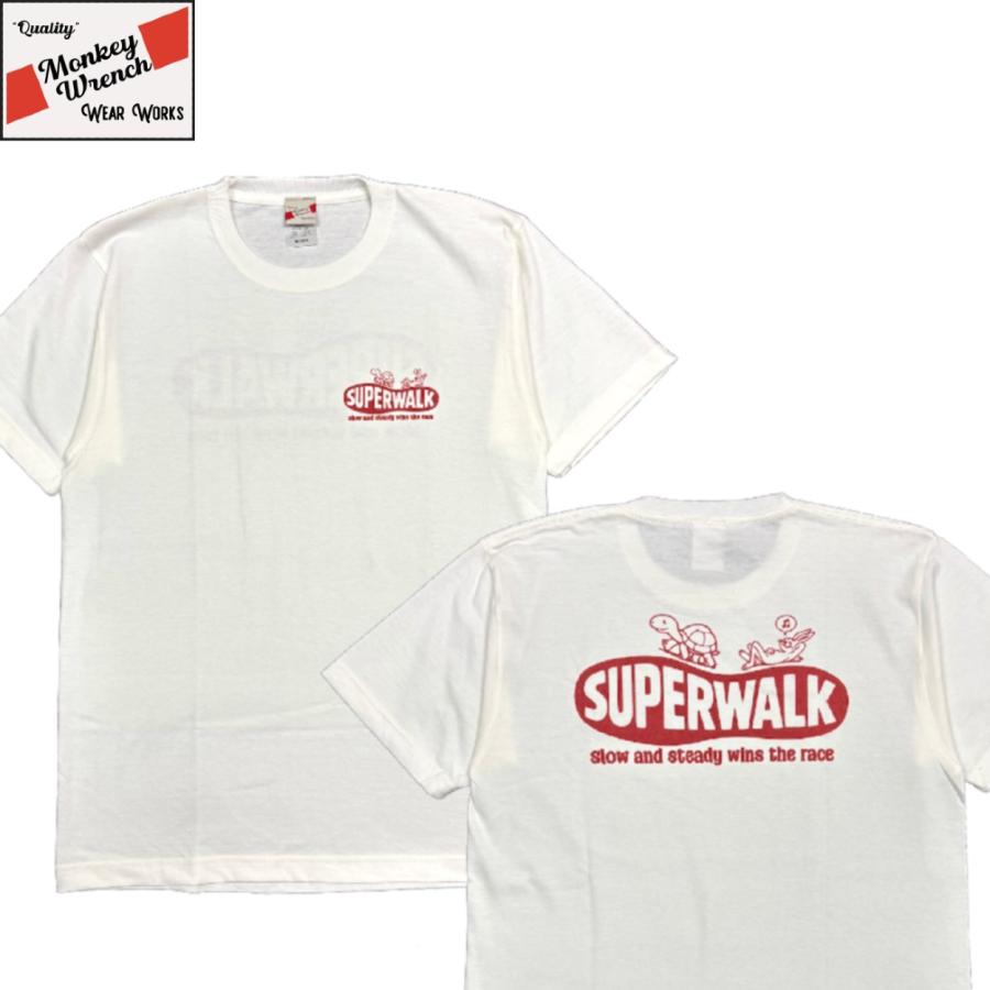 ”SUPER WALK” SHORT SLEEVE TEE / NATURAL / MONKEY WRENCH WEAR WORKS / 半袖Tシャツ / T-SHIRT / ミディアムウェイト 6.2oz / 染み込みプリント | 