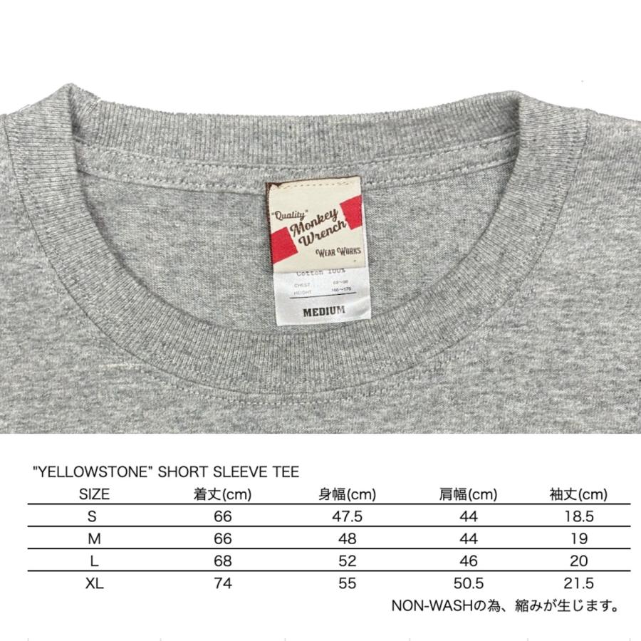 ”YELLOWSTONE” SHORT SLEEVE TEE / GRAY / MONKEY WRENCH WEAR WORKS / 半袖Tシャツ / T-SHIRT / ミディアムウェイト 6.2oz / 染み込みプリント |  | 05