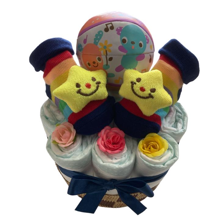 出産祝い おむつケーキ 男の子 女の子 双子 選べる６種類 ベビー ソックス おもちゃ ボール付 ベビーギフト |  | 04
