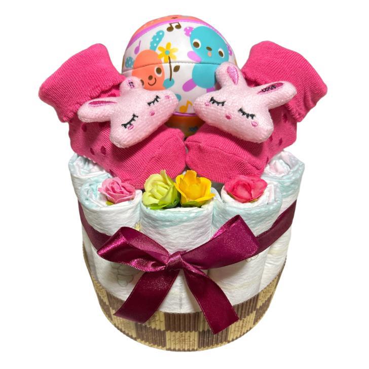 出産祝い おむつケーキ 男の子 女の子 双子 選べる６種類 ベビー ソックス おもちゃ ボール付 ベビーギフト |  | 06