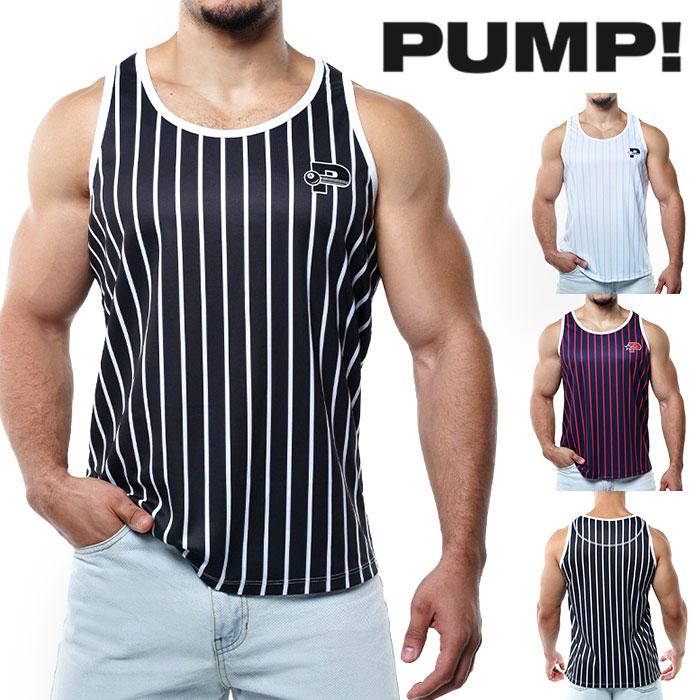 タンクトップ メンズ PUMP UNDERWEAR STRIPED TANK TOP ストライプ トレーニングウェア ジムウェア トップス パンプ スポーツ 吸汗速乾 下着 男性 ブランド | PUMP! UNDERWEAR