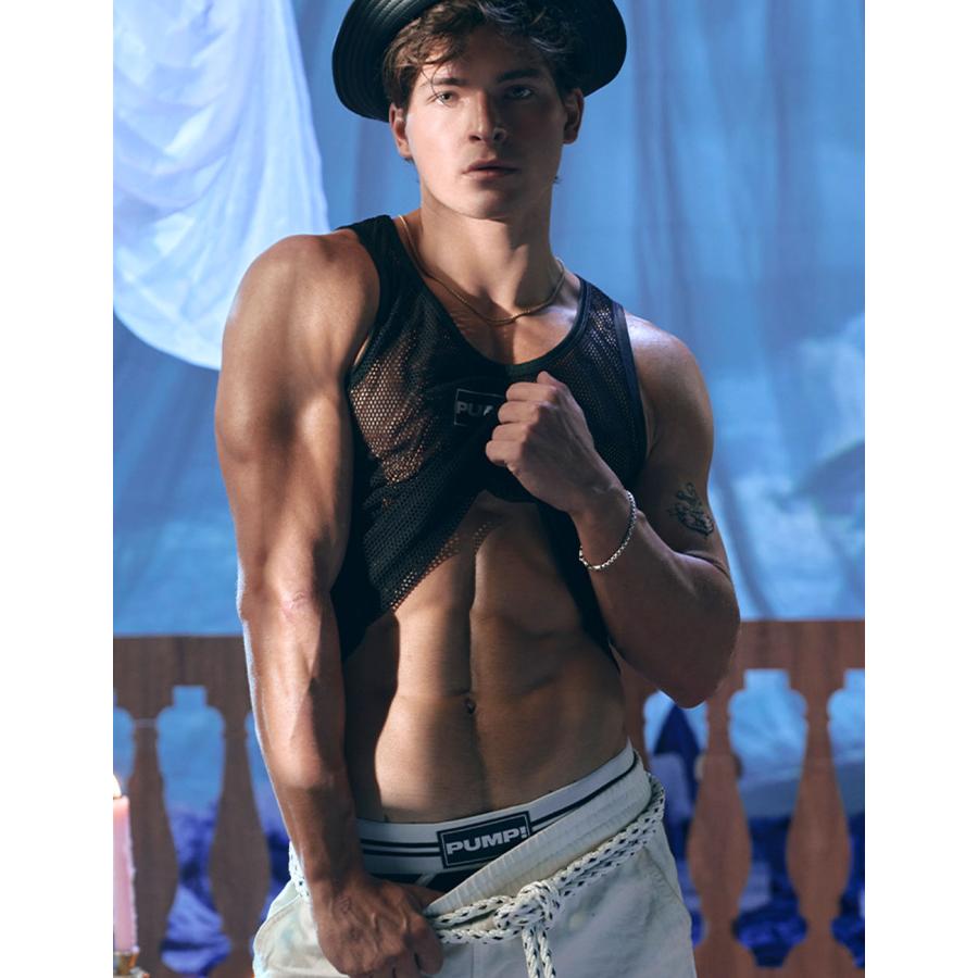 タンクトップ メンズ PUMP UNDERWEAR MESH TANK TOP ストライプ トメッシュ セクシー ジムウェア トップス パンプ スポーツ 下着 男性 ブランド | PUMP! UNDERWEAR | 13