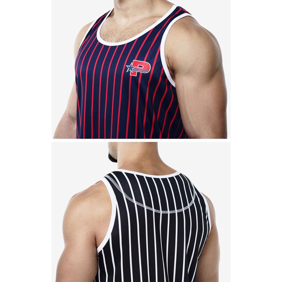 タンクトップ メンズ PUMP UNDERWEAR STRIPED TANK TOP ストライプ トレーニングウェア ジムウェア トップス パンプ スポーツ 吸汗速乾 下着 男性 ブランド | PUMP! UNDERWEAR | 13
