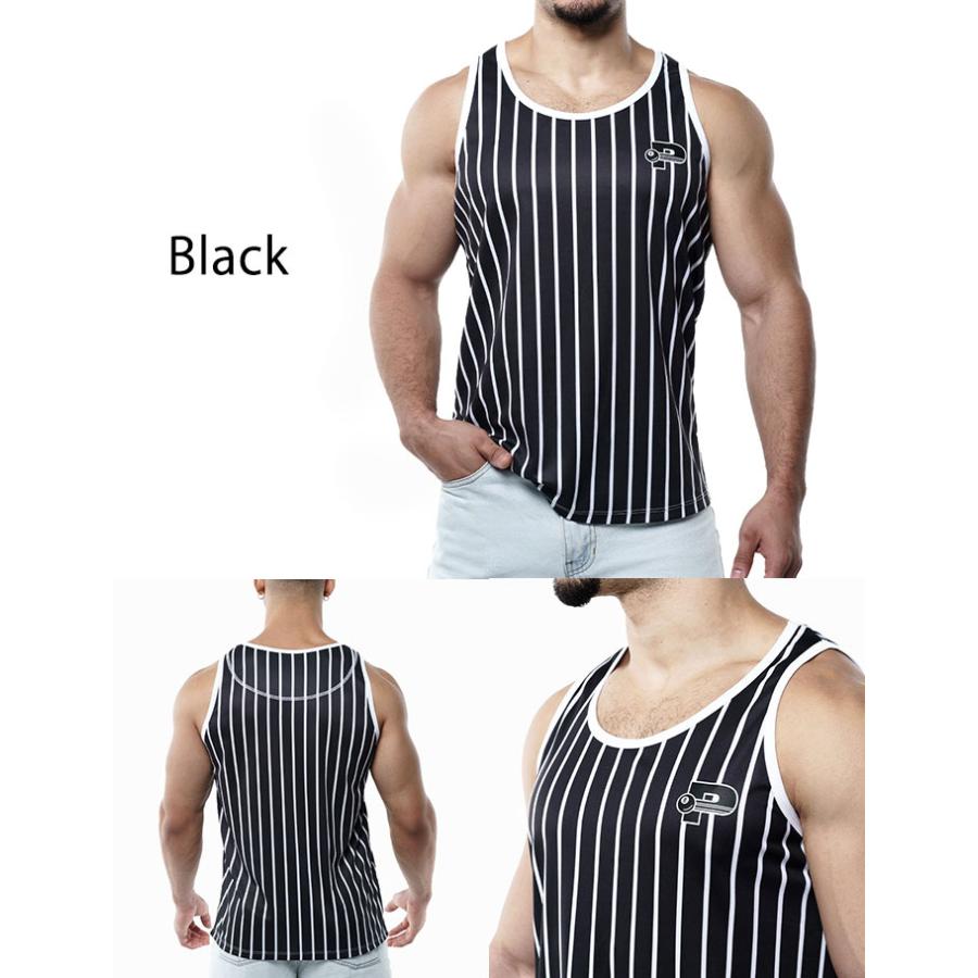 タンクトップ メンズ PUMP UNDERWEAR STRIPED TANK TOP ストライプ トレーニングウェア ジムウェア トップス パンプ スポーツ 吸汗速乾 下着 男性 ブランド | PUMP! UNDERWEAR | 17