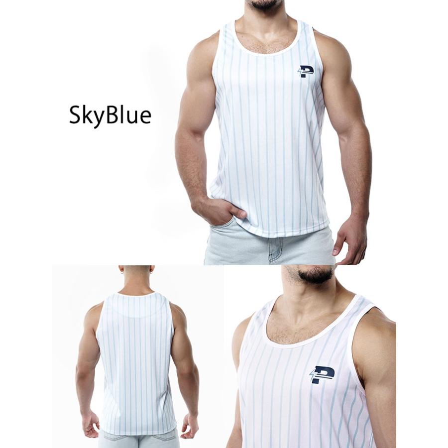 タンクトップ メンズ PUMP UNDERWEAR STRIPED TANK TOP ストライプ トレーニングウェア ジムウェア トップス パンプ スポーツ 吸汗速乾 下着 男性 ブランド | PUMP! UNDERWEAR | 19