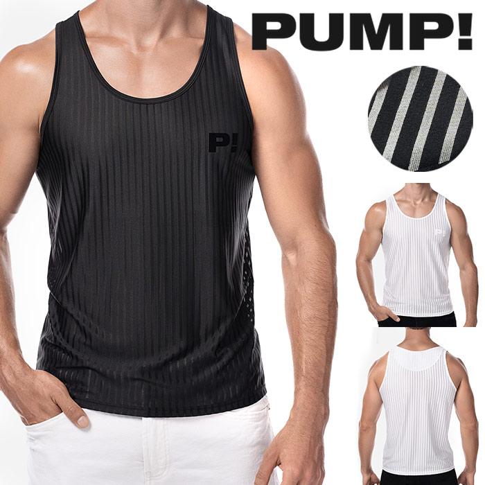 タンクトップ メンズ PUMP UNDERWEAR WHISPER TANK TOP ストライプ トレーニングウェア ジムウェア トップス パンプ スポーツ 吸汗速乾 下着 男性 ブランド | PUMP! UNDERWEAR