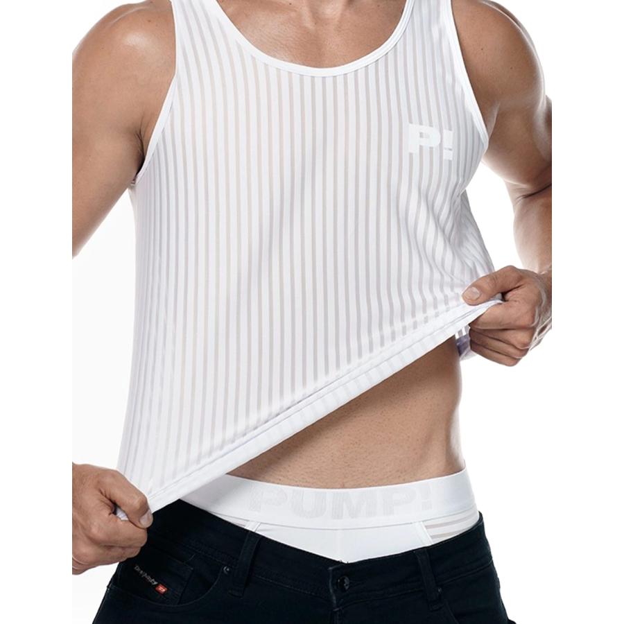 タンクトップ メンズ PUMP UNDERWEAR WHISPER TANK TOP ストライプ トレーニングウェア ジムウェア トップス パンプ スポーツ 吸汗速乾 下着 男性 ブランド | PUMP! UNDERWEAR | 14
