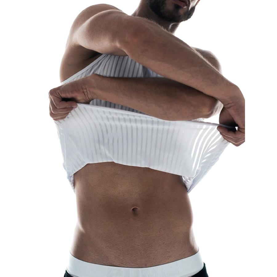 タンクトップ メンズ PUMP UNDERWEAR WHISPER TANK TOP ストライプ トレーニングウェア ジムウェア トップス パンプ スポーツ 吸汗速乾 下着 男性 ブランド | PUMP! UNDERWEAR | 04