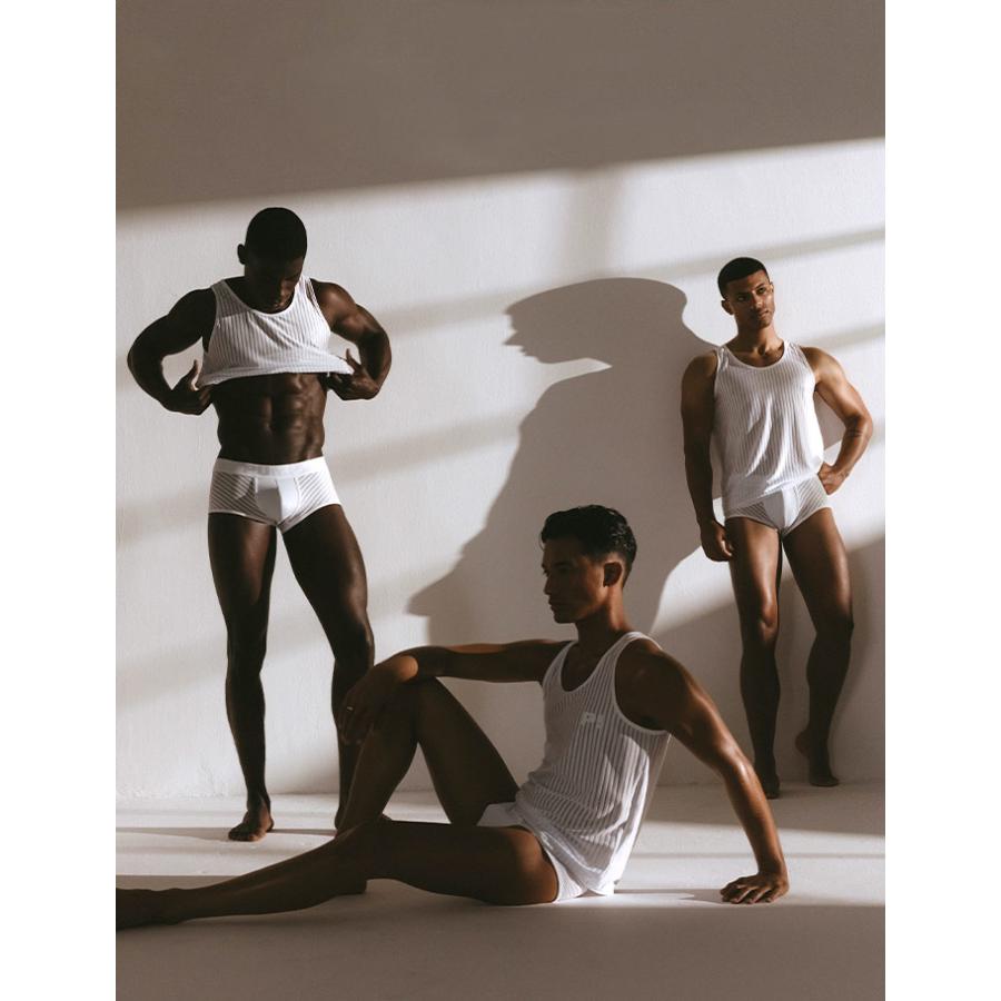 タンクトップ メンズ PUMP UNDERWEAR WHISPER TANK TOP ストライプ トレーニングウェア ジムウェア トップス パンプ スポーツ 吸汗速乾 下着 男性 ブランド | PUMP! UNDERWEAR | 05