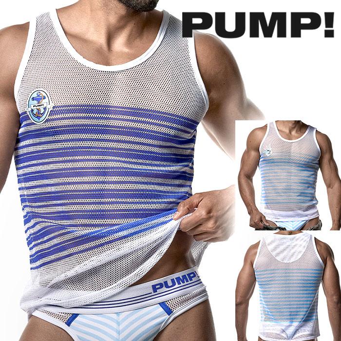 タンクトップ メンズ PUMP UNDERWEAR MESH TANK TOP ストライプ トメッシュ セクシー ジムウェア トップス パンプ スポーツ 下着 男性 ブランド | PUMP! UNDERWEAR