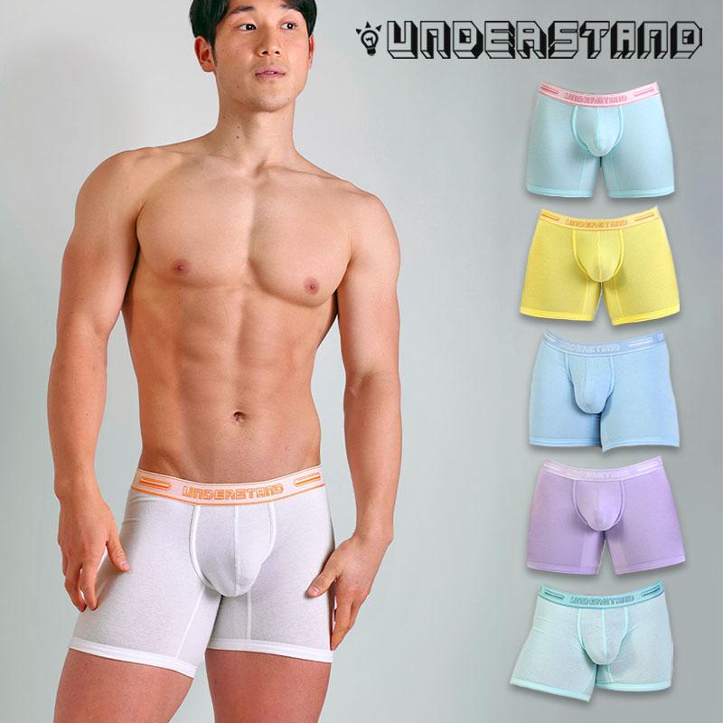 ロングボクサーパンツ メンズ UNDERSTAND アンダースタンド STAMPED モモフィッター ボクサーブリーフ コットン 綿 パステルカラー 下着 男性 ブランド | アンダースタンド