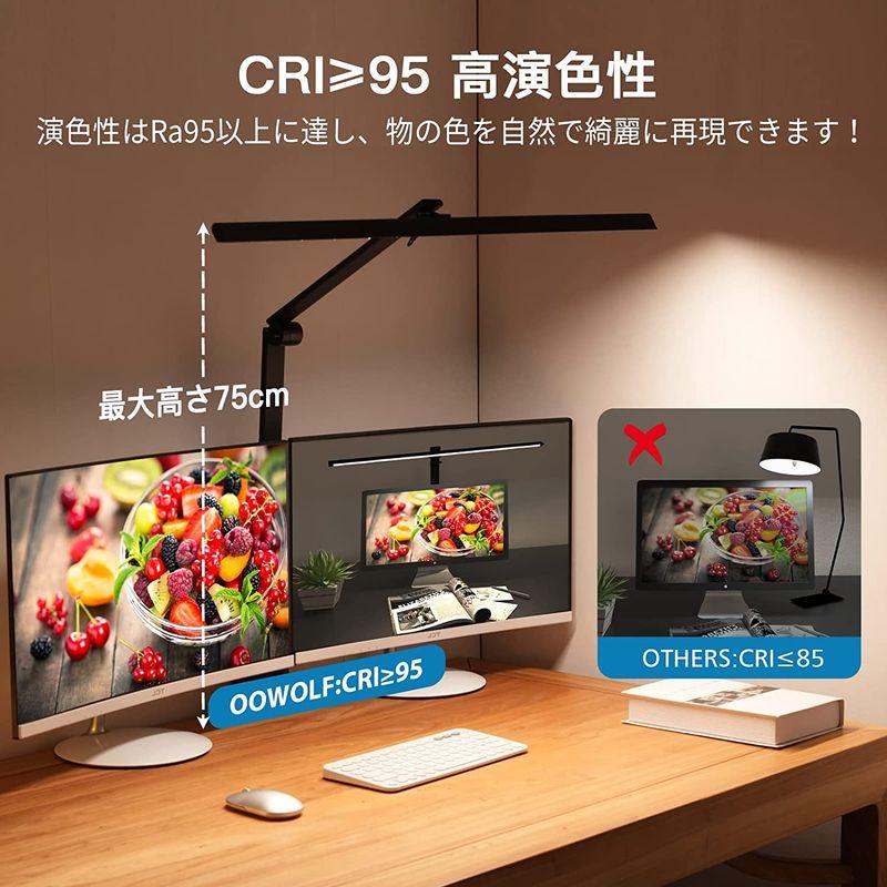 デスクライト OOWOLF 電気スタンド LEDデスクライト 高演色Ra95 明るさ1400Lx 無段階調光 調色 幅広スタンドライト 多角 デスクライト OOWOLF 電気スタンド LEDデスクライト 高演色Ra95 明るさ1400Lx 無段階調光 調色 幅広スタンドライト