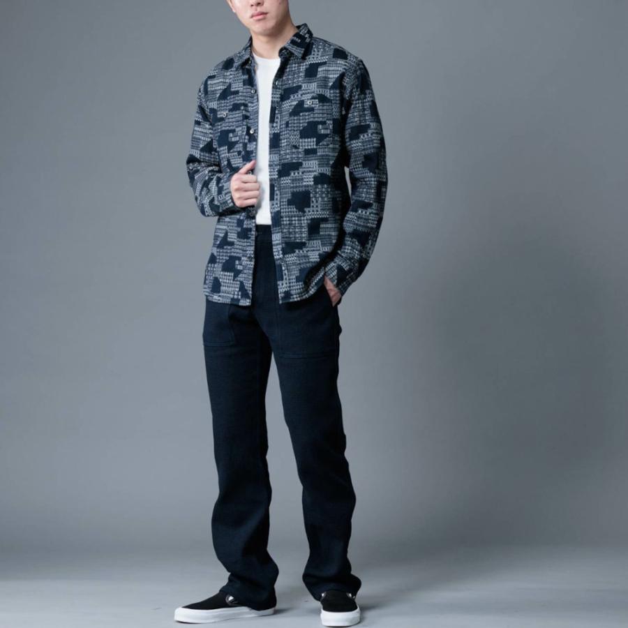 桃太郎ジーンズ　パッチワーク　デニム　長袖シャツ 桃太郎ジーンズ MOMOTARO JEANS パッチワーク ライク ジャガード
