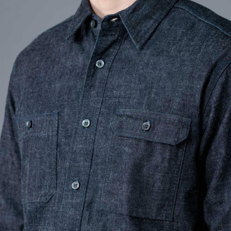 桃太郎ジーンズ シャツ インディゴ ワークシャツ 日本製 デニムシャツ 春 ポケット MXLS1020 | 桃太郎ジーンズ | 03