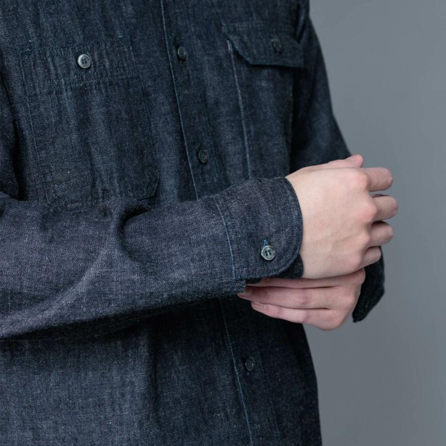 桃太郎ジーンズ シャツ インディゴ ワークシャツ 日本製 デニムシャツ 春 ポケット MXLS1020 | 桃太郎ジーンズ | 05