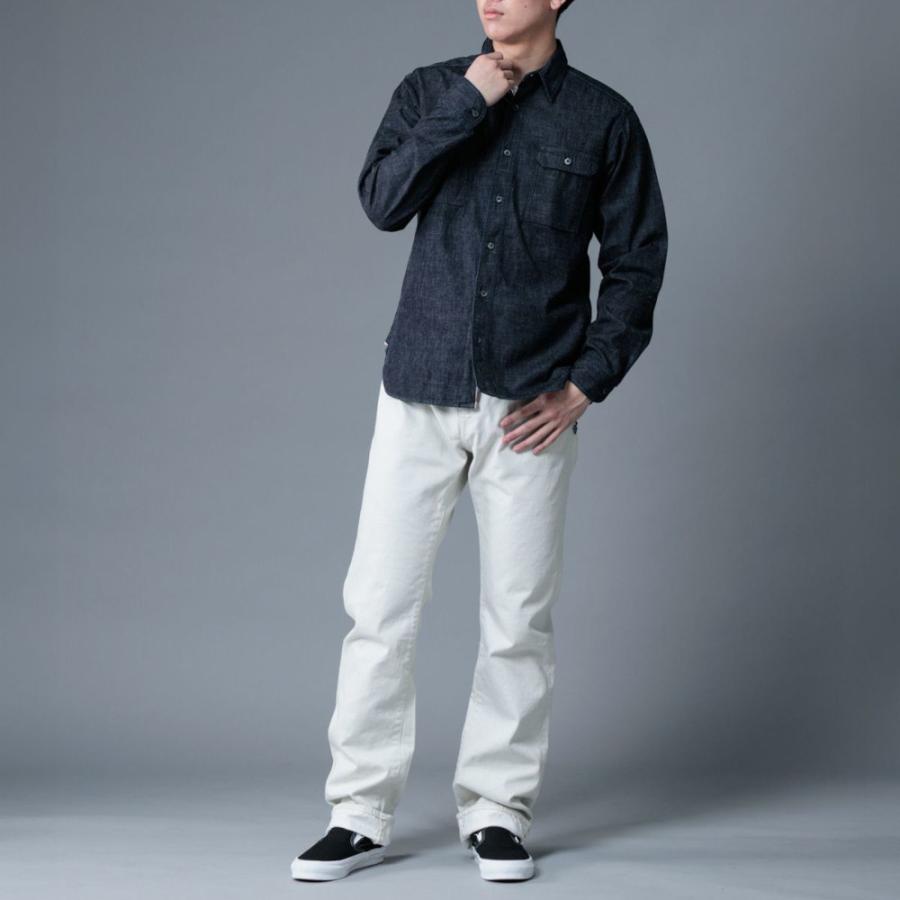 桃太郎ジーンズ シャツ インディゴ ワークシャツ 日本製 デニムシャツ 春 ポケット MXLS1020 | 桃太郎ジーンズ | 08