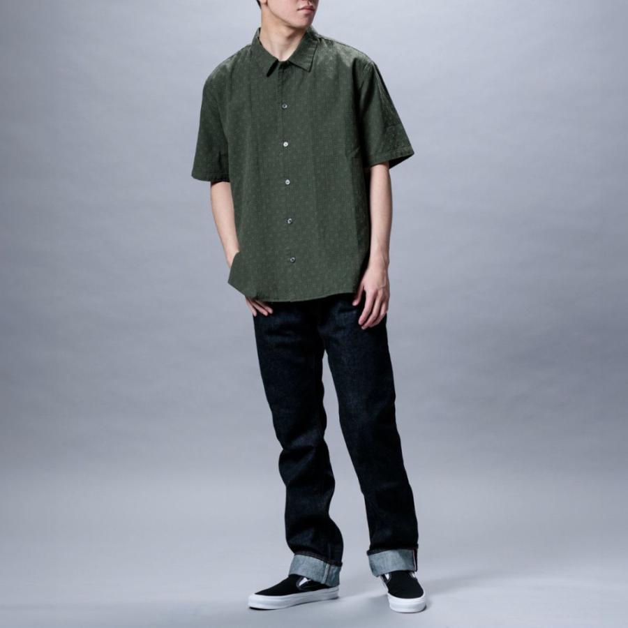 桃太郎ジーンズ シャツ 半袖 ドビー ブロックチェック 凹凸