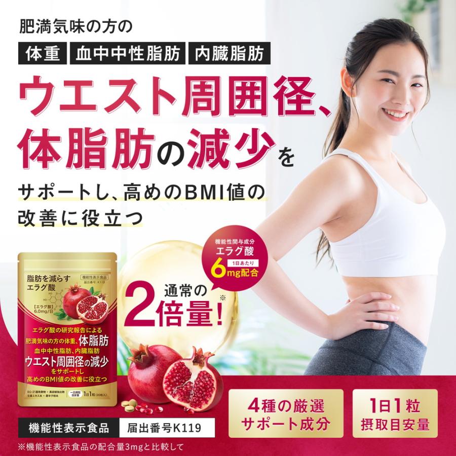 ダイエットサプリ エラグ酸 通常の2倍量 肥満気味の方の体重 体脂肪