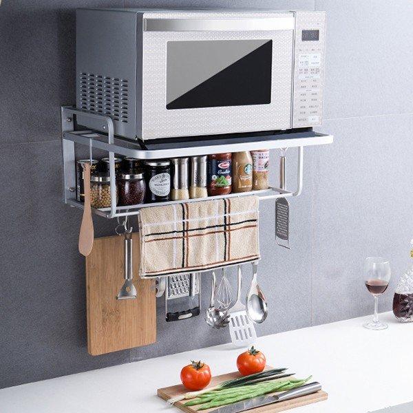 特価 送料無料 電子レンジ台 オーブン台 キッチン収納 おしゃれ 炊飯器収納 幅55cm アルミニウム キッチンラック 壁掛け式
